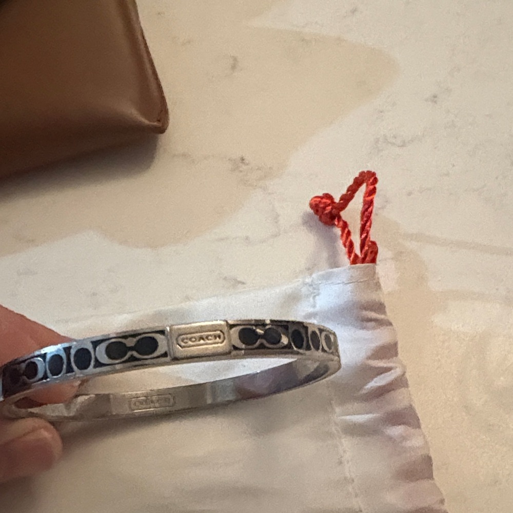 Coach Silver Bangle with Black Pattern